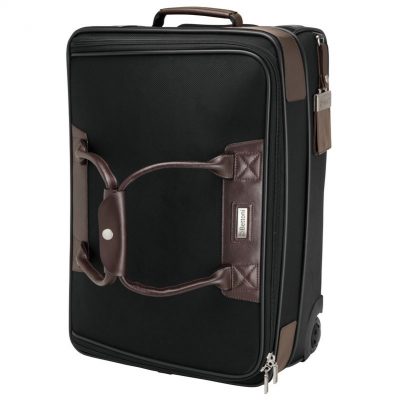 Terni Brown Leather/Black Twill Nylon Trolley Bag-1